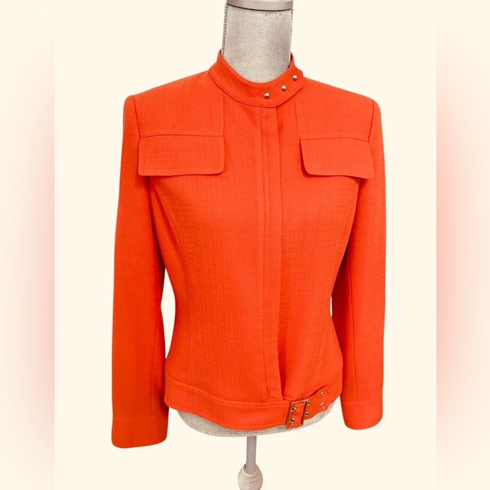 Anne Klein Vibrant Orange Blazer,Structured Jacket Size 6